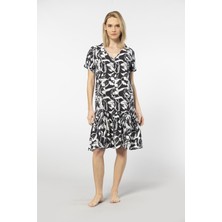 Türen Dokuma Düğmeli Elbise 3603/SIYAH