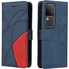 Colorful Shop Vıvo V30 5g Için Flip Case Pu Deri Flip Folio Kılıf Iki Renkli Dikiş (Yurt Dışından)