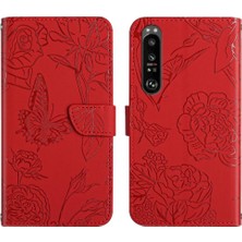 Colorful Shop Bilek Kayışı ile Sony Xperia 1 V Için Kılıf Darbeye Deri Kılıf Çiçekler (Yurt Dışından)