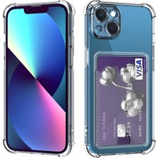 Kvy Iphone 13 Mini Kamera Korumalı Kartlıklı Setra Şeffaf Silikon Kılıf Ekran Koruyucu