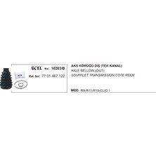 Üçel Aks Körüğü Dış 10203B Tek Kanal R9 11 19 Clıo-I 7701467122 7701467122 Gold