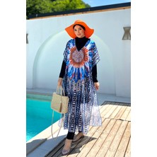 Remsa Mayo Remsa Tesettür Mayo Üzerine Desenli Tek Kaftan Pareo 430-307 Arjantin