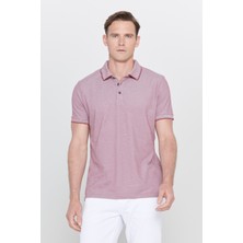 AC&Co / Altınyıldız Classics Erkek Çekmeyen Pamuklu Kumaş Slim Fit Dar Kesim Bordo Kıvrılmaz Polo Yaka T-shirt