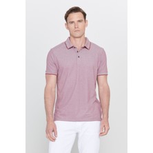 AC&Co / Altınyıldız Classics Erkek Çekmeyen Pamuklu Kumaş Slim Fit Dar Kesim Bordo Kıvrılmaz Polo Yaka T-shirt