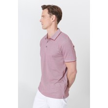 AC&Co / Altınyıldız Classics Erkek Çekmeyen Pamuklu Kumaş Slim Fit Dar Kesim Bordo Kıvrılmaz Polo Yaka T-shirt