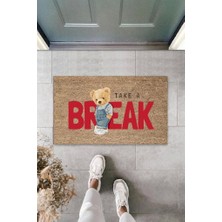 Narnuga Bej Kapı Önü Paspası Take A Break Ayıcık Desen  K-3354