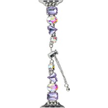 Coolacs Apple Watch 7/8/9 41MM Uyumlu Kordon Renkli Taş Tasarımlı Kordon