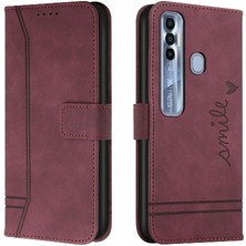 Mays Shop Tecno Spark 7 Pro Için Telefon Kılıfı Pu Deri El Kayışı Flip Folio Cüzdan (Yurt Dışından)