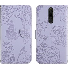 Mays Shop Bilek Kayışı Çiçekler ve Kelebekler Deri ile Xiaomi Redmi 8 Için Kılıf (Yurt Dışından)