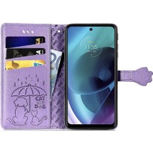 Mays Shop Moto G51 Karikatür Hayvanlar Için Kılıf Kısa Kayış Darbeye Deri Kılıf (Yurt Dışından)