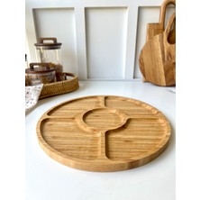 Mottogo Bambu 5 Bölmeli Sunumluk - Kahvaltılık - Kuruyemişlik - Sosluk 30 cm