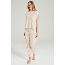 Feyza Kadın Kısa Kol Bej Pijama Takım C4T6N0O5