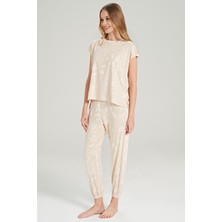 Feyza Kadın Kısa Kol Bej Pijama Takım C4T6N0O5