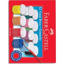 Faber-Castell Guaj Boya 12 Renk x 15 ml Su Bazlı Şişe 1 Paket Faber Guaj Boya Seti Şişe Içerisinde 12 Li Okul Hobi