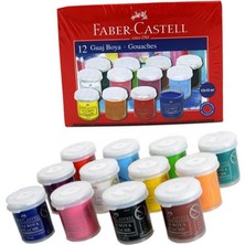 Faber-Castell Guaj Boya 12 Renk x 15 ml Su Bazlı Şişe 1 Paket Faber Guaj Boya Seti Şişe Içerisinde 12 Li Okul Hobi