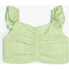 Koton Crop Bluz Askılı Fistolu Büzgü Detaylı Fırfırlı