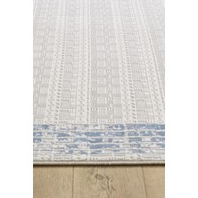 Ottofis Toscana Koleksiyonu 3.5m² 150x230cm Krem-Mavi Renk Polyester Iplik Düz Saçaklı Makine Dokuma Halı