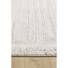 Ottofis Toscana Koleksiyonu 3.5m² 150x230cm Gri-krem Renk Düz Saçaklı Polyester Iplik Makine Dokuma Halı