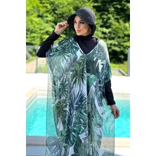 Remsa Mayo Remsa Tesettür Mayo Üzerine Desenli Tek Kaftan Pareo 430-312 Yaprak