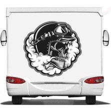 Sticker Usta Kurukafa Kasklı Motosiklet Araba Karavan Oto Sticker 00015