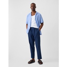 Gap Erkek Koyu Mavi Keten Karışımlı Straight Utiliyt Easy Pantolon