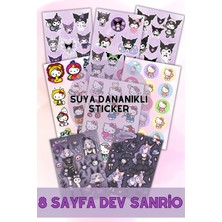 sanatıbedi 8 Sayfa Kuromi Hello Kitty Sanrio Sticker Etiket Seti Laptop Telefon Tablet Defter