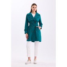 Pastelastore %100 Pamuk Gabardin Midi (95CM) Astarlı Kemerli Kadın Trençkot 1113