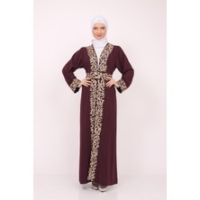 Zaytoon Uzun Kollu Oversize Kalıplı Geleneksel Kalın Arapça Harfları Nakışlı Kadın Geniş Abaya M-3xl C100032