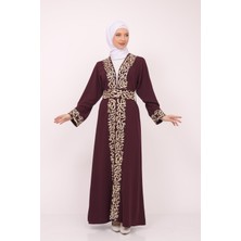 Zaytoon Uzun Kollu Oversize Kalıplı Geleneksel Kalın Arapça Harfları Nakışlı Kadın Geniş Abaya M-3xl C100032