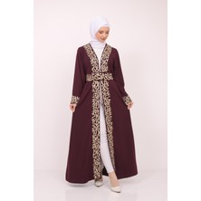 Zaytoon Uzun Kollu Oversize Kalıplı Geleneksel Kalın Arapça Harfları Nakışlı Kadın Geniş Abaya M-3xl C100032