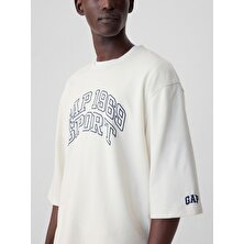 Gap Erkek Kırık Beyaz Gap Logo Oversized Sweatshirt