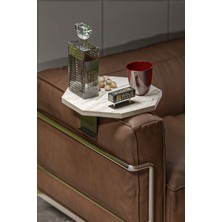 Gold Falez Yan Sehpa Ayarlanabilir Tepsi Dekoratif Modern Tepsi Sekizgen Efes