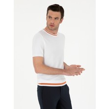 Cacharel Erkek Beyaz Slim Fit Bisiklet Yaka Triko T-Shirt 50285359-VR013