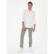 Cacharel Açık Gri Slim Fit Yün Karışımlı Çizgili Pantolon 50284809 VR001