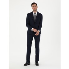 Cacharel Erkek Lacivert Slim Fit Yün Karışımlı Mikro Desenli Takım Elbise 50288315-VR033