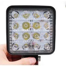 Tiger Marketing Off Road Beyaz Işık Sis Farı Lambası 16 LED Kare 12-24V 48 Watt