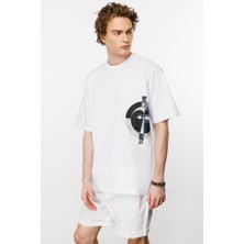Nors Tribal Logo Oversize Tshirt - Beyaz