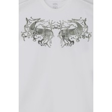 Nors Warrior Horses Oversize Tshirt - Beyaz
