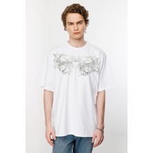 Nors Warrior Horses Oversize Tshirt - Beyaz