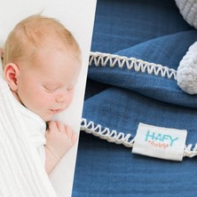 Hafy Baby Pamuklu Indigo Çoban Dikiş Detaylı 4 Katlı Müslin Battaniye