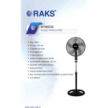 Raks Sf 16 Eco Salınım Özellikli Ayaklı Vantilatör 50W