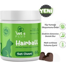 Vet's Plus Hairball Çiğnenebilir Tablet 60'lı (Malt ve Kionalı Tüy Yumağı Önleyici)