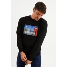 Mysport 5011 Erkek Bisiklet Yaka Baskılı Sweatshirt