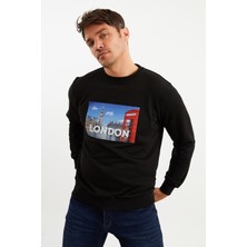 Mysport 5011 Erkek Bisiklet Yaka Baskılı Sweatshirt