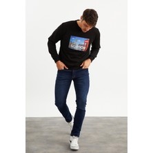 Mysport 5011 Erkek Bisiklet Yaka Baskılı Sweatshirt