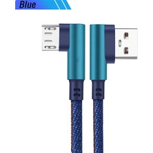 1 Metre Mikro USB Android Kablosu  Sağ Açılı  90 Derece Mikro USB  Örgülü Kopmaz Bükülmez  Kablo