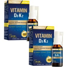 Nutraxin D3K2 Sprey 30 ml x 2 Gluten ve Şeker İçermeyen Vitamin D3 ve K2 ile Bağışıklık Desteği