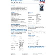 LIQUI MOLY TOP TEC 6600 0w-20, 5L Motor Yağı (Üretim:2024), 21411