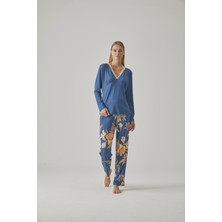 Relax Mode Kadın V Yaka Pijama Takımı - 10773