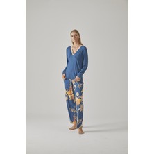 Relax Mode Kadın V Yaka Pijama Takımı - 10773
